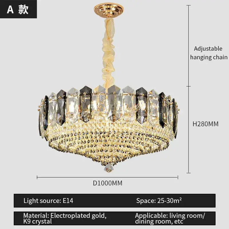 Modern gold tiered crystal light chandelier dining room