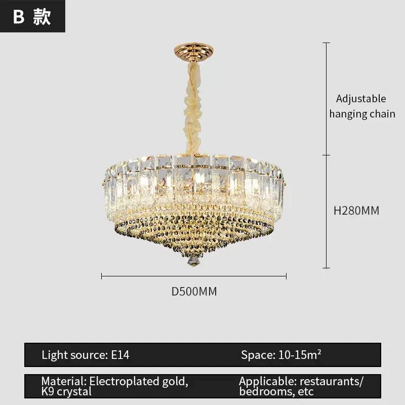 Modern gold tiered crystal light chandelier dining room