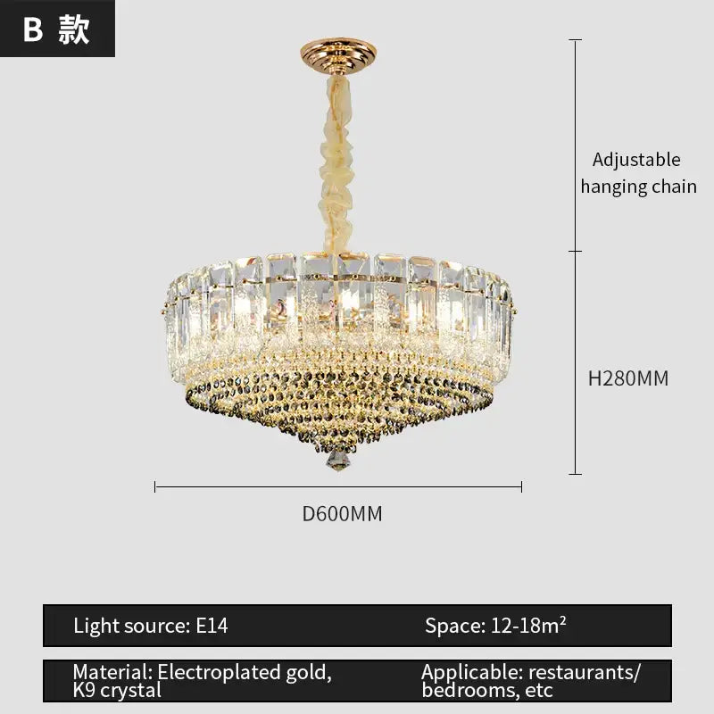 Modern gold tiered crystal light chandelier dining room