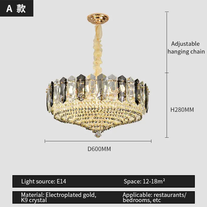 Modern gold tiered crystal light chandelier dining room