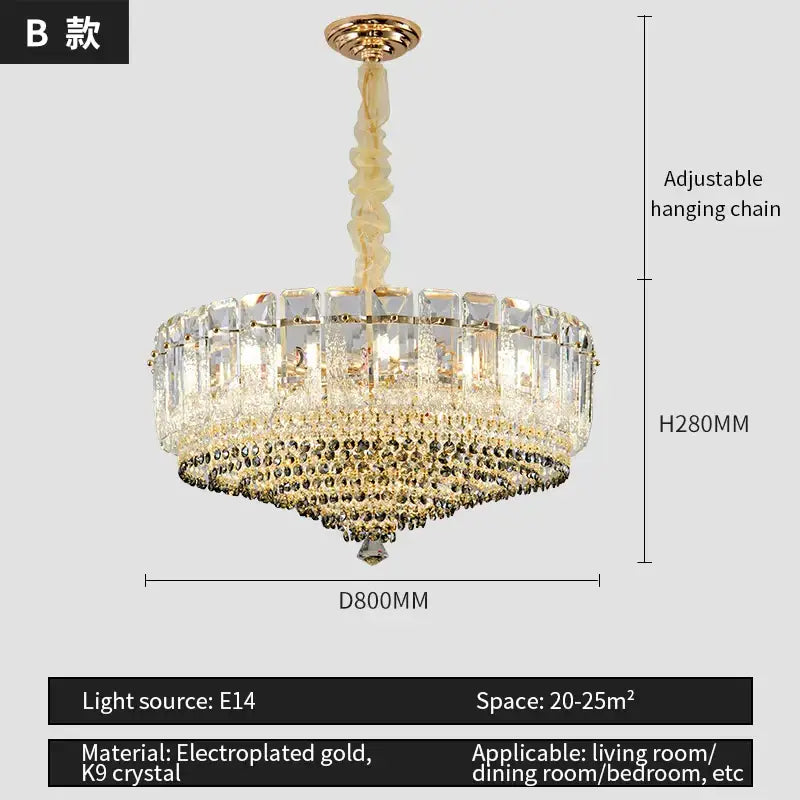 Modern gold tiered crystal light chandelier dining room