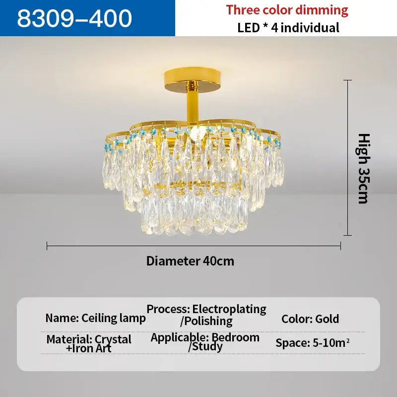 Post-modern gold and turquoise crystal light chandelier dining room