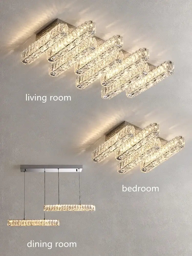 Modern crystal liner ceiling chandelier dining room led light