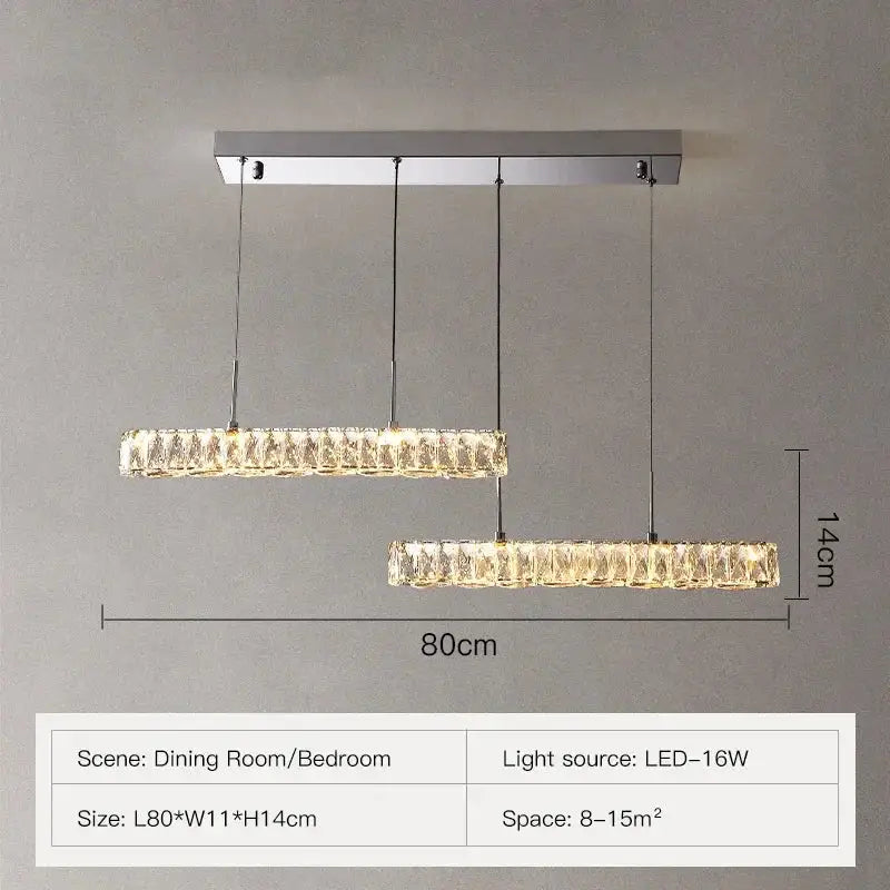 Modern crystal liner ceiling chandelier dining room led light