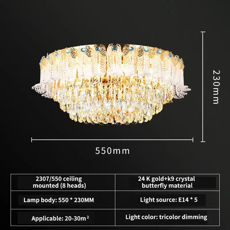 Grand multi tier gold crystal chandelier for living room