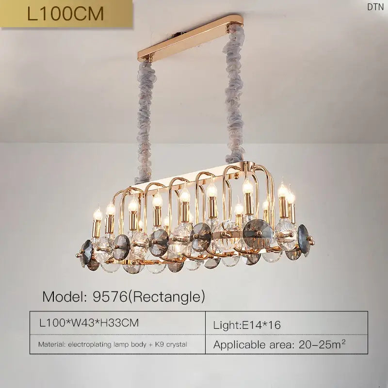 Luxury gold crystal living room chandelier with candle bulbs