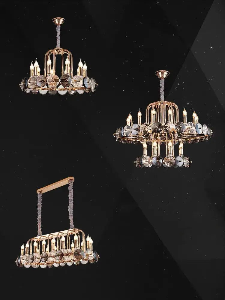 Luxury gold crystal living room chandelier with candle bulbs