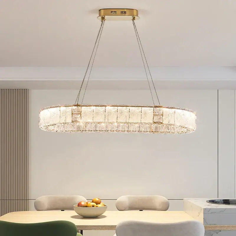 Modern gold double ring crystal living room chandelier