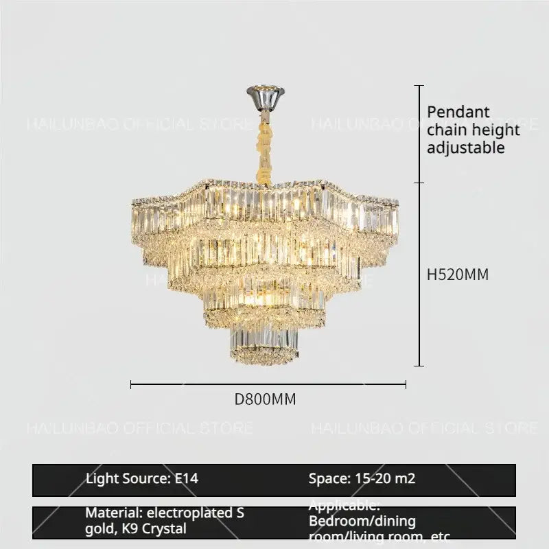 Modern luxury crystal livingroom chandelier for dining room