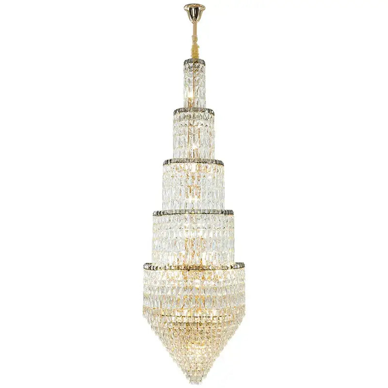 Modern gold crystal loft chandelier living room multi tiered light