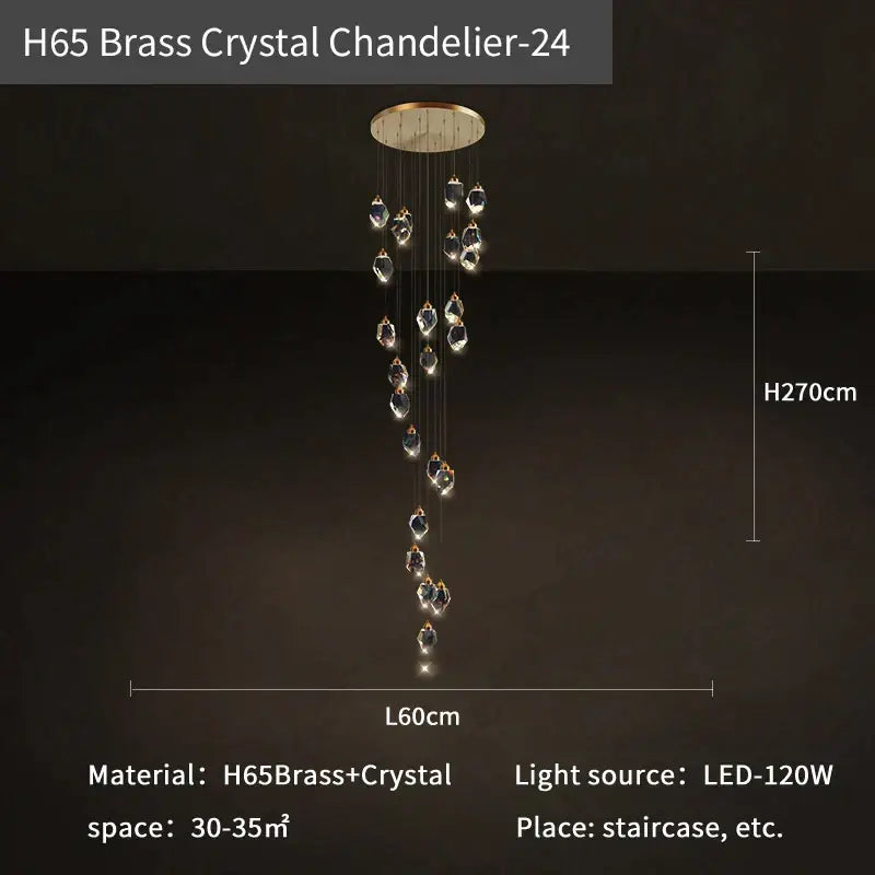 Modern crystal loft chandelier stairwell large pendant lighting
