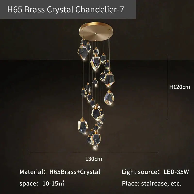 Modern crystal loft chandelier stairwell large pendant lighting