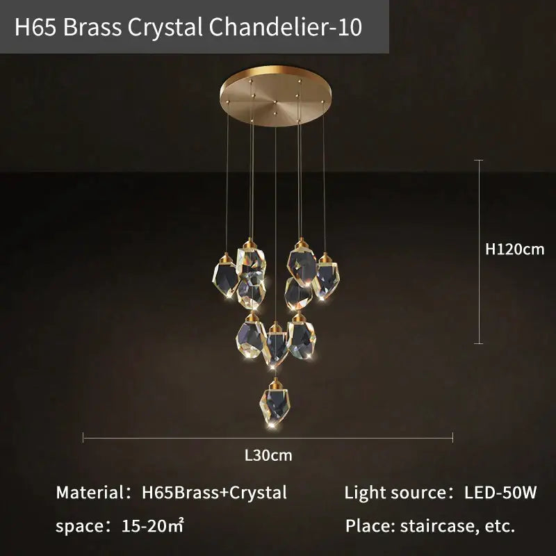 Modern crystal loft chandelier stairwell large pendant lighting