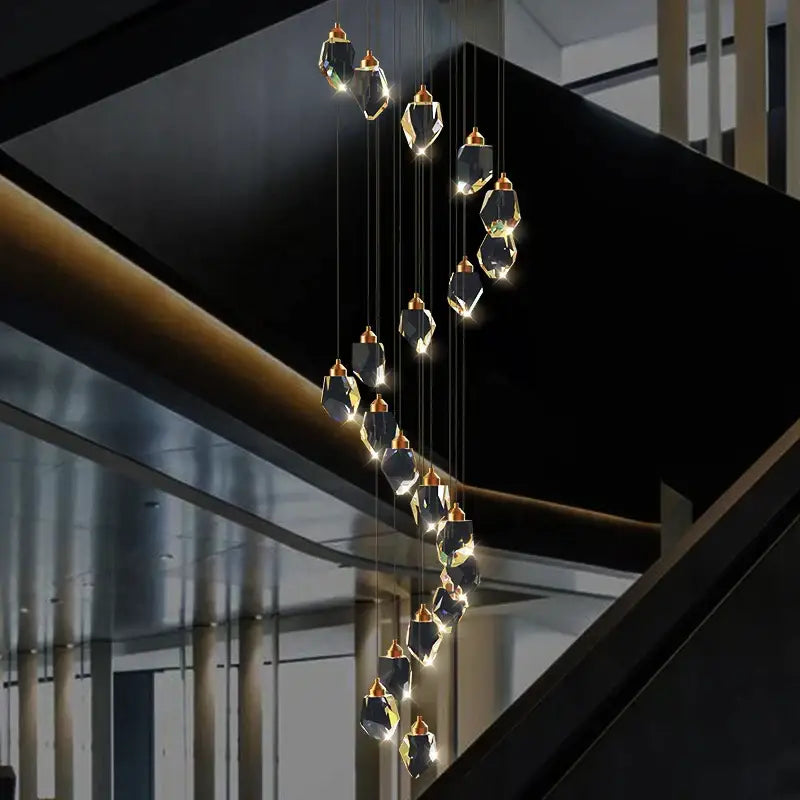 Modern crystal loft chandelier stairwell large pendant lighting