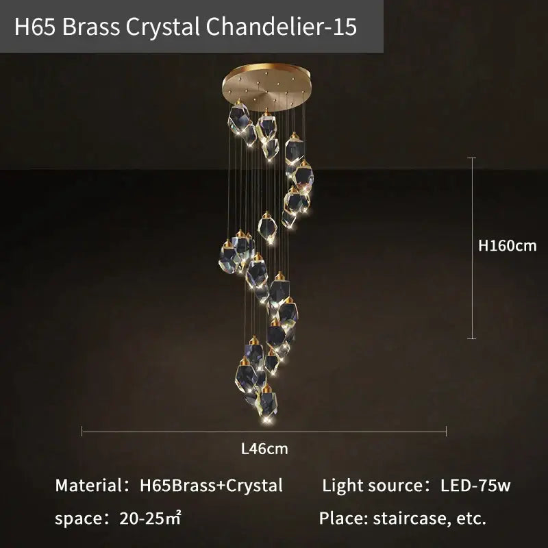 Modern crystal loft chandelier stairwell large pendant lighting