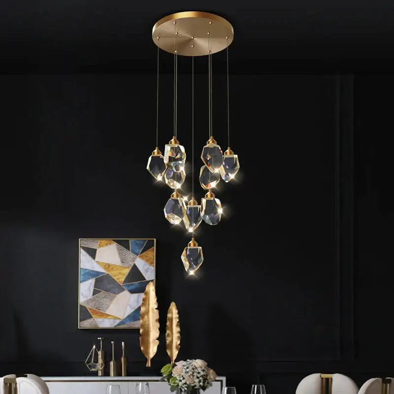 Modern crystal loft chandelier stairwell large pendant lighting