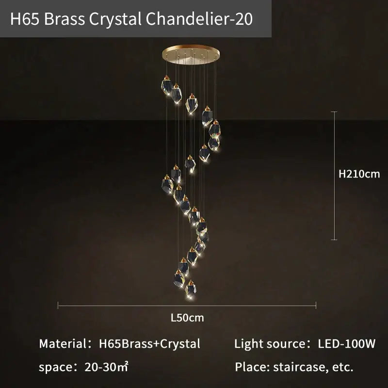 Modern crystal loft chandelier stairwell large pendant lighting