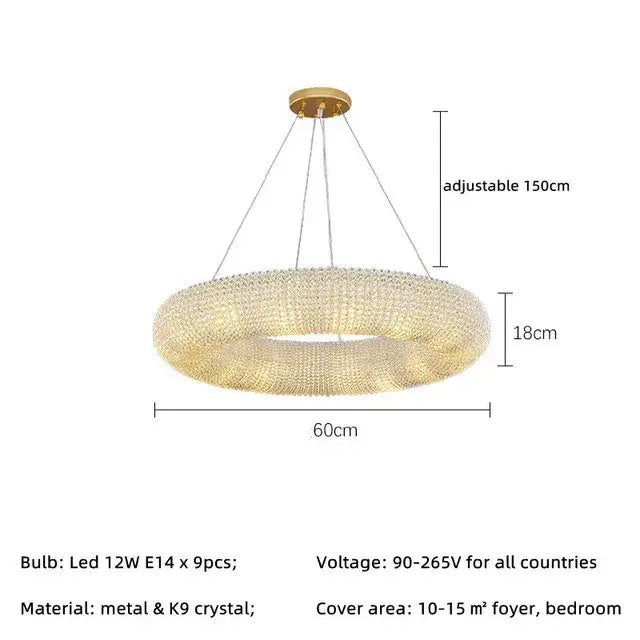 Modern luxury crystal loft chandelier living room pendant light