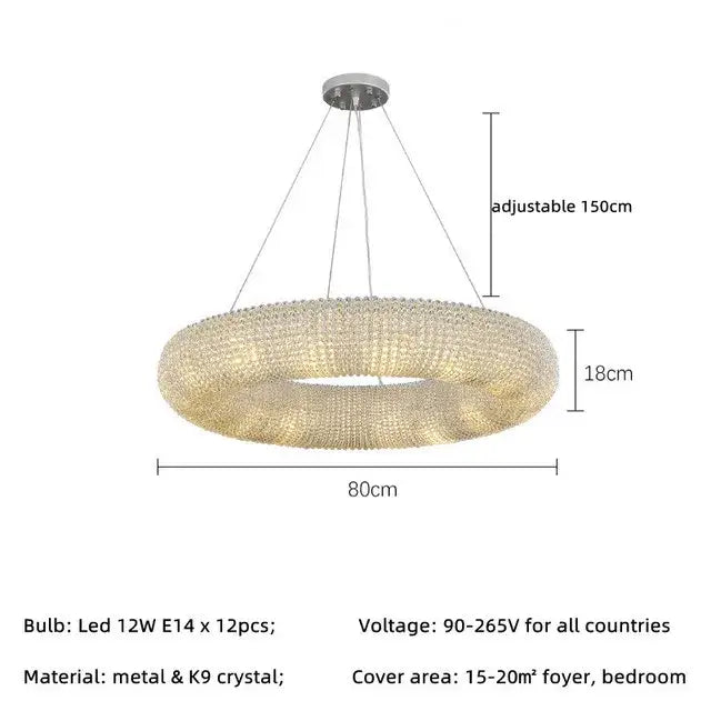 Modern luxury crystal loft chandelier living room pendant light