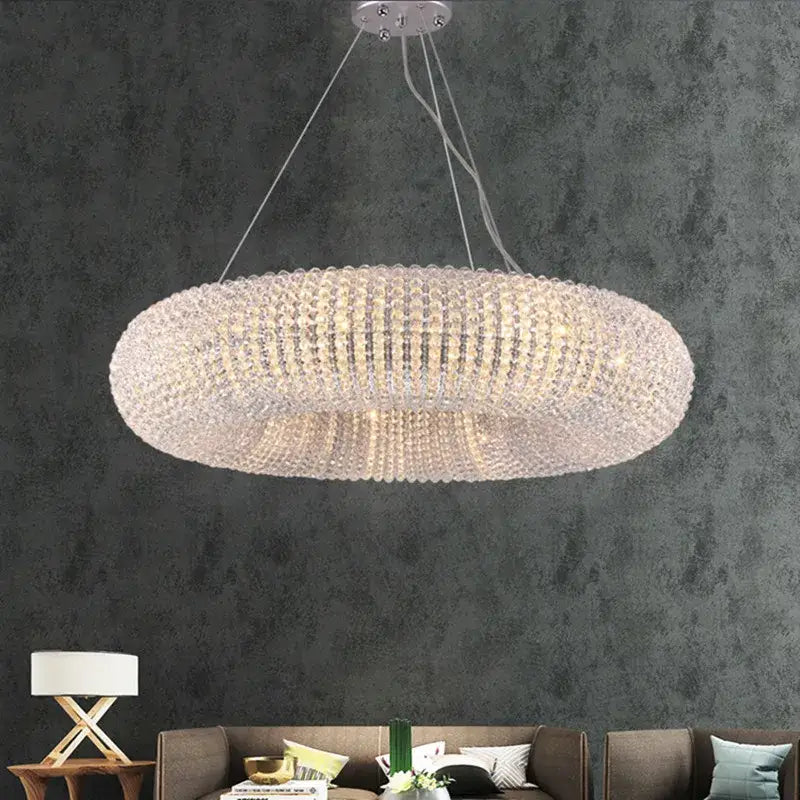Modern crystal loft chandelier living room silver led pendant light