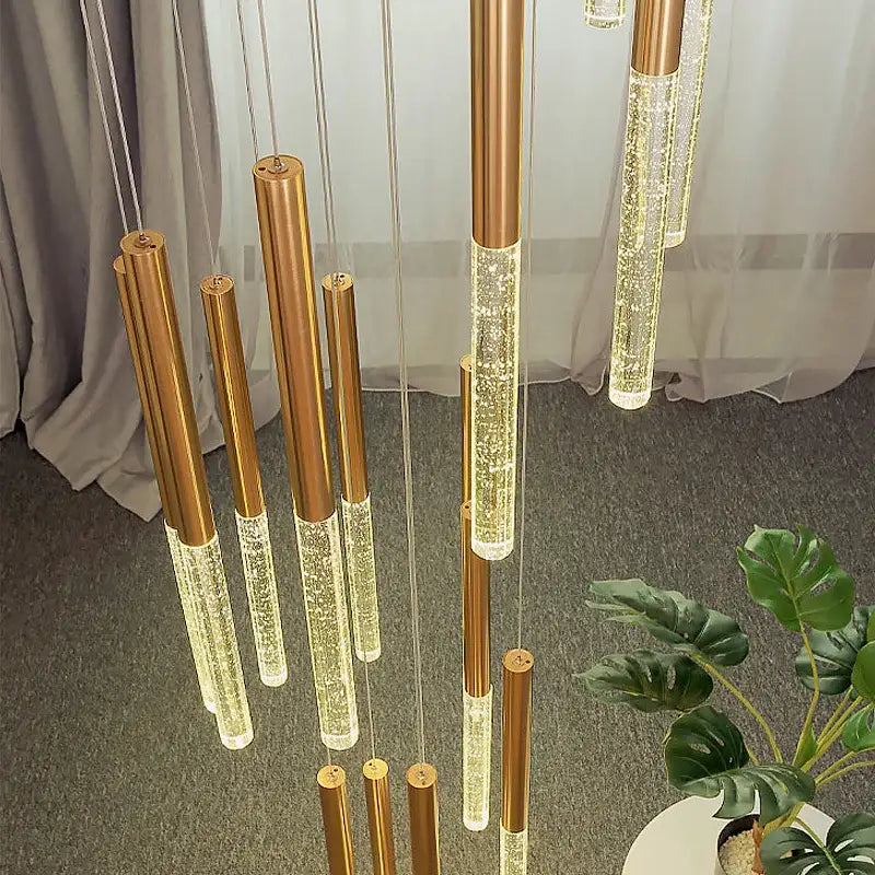 Decorbites crystal loft gold & clear chandelier living room light