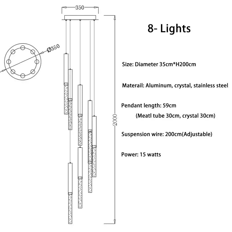 Decorbites crystal loft gold & clear chandelier living room light