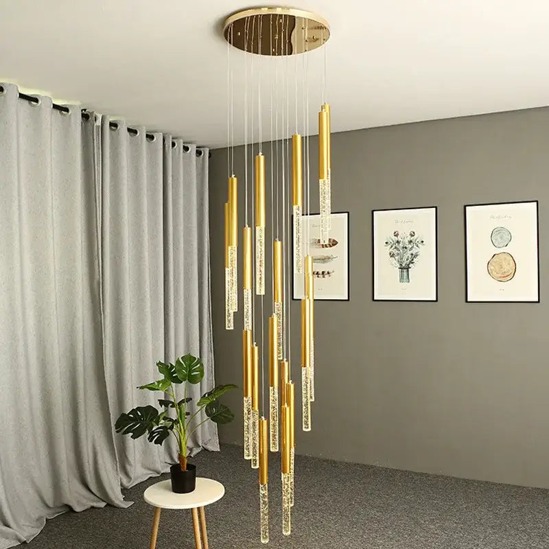 Decorbites crystal loft gold & clear chandelier living room light