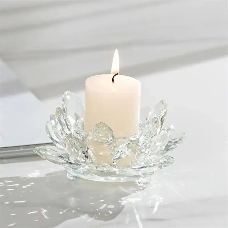 Colorful crystal lotus candle holder dining room aromatherapy base