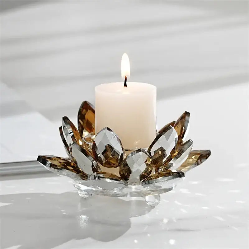 Colorful crystal lotus candle holder dining room aromatherapy base