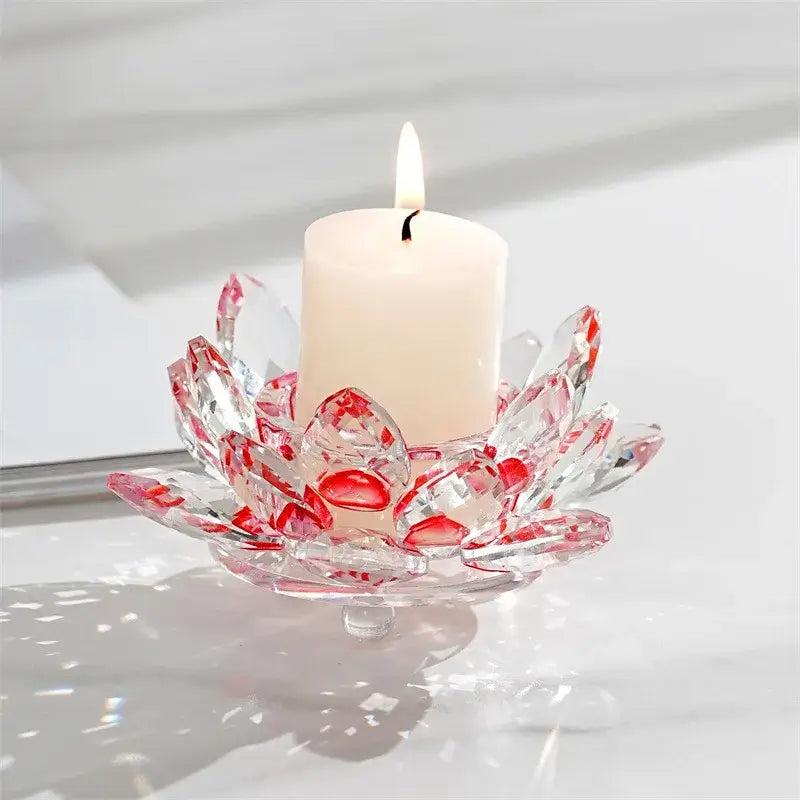 Colorful crystal lotus candle holder dining room aromatherapy base