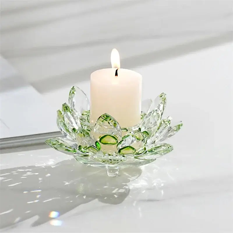 Colorful crystal lotus candle holder dining room aromatherapy base