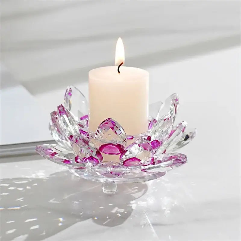 Colorful crystal lotus candle holder dining room aromatherapy base