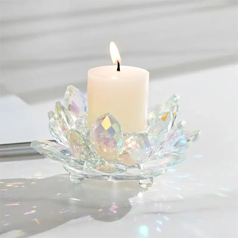 Colorful crystal lotus candle holder dining room aromatherapy base