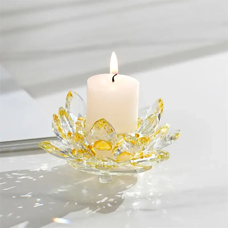 Colorful crystal lotus candle holder dining room aromatherapy base
