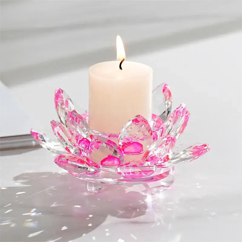 Colorful crystal lotus candle holder dining room aromatherapy base