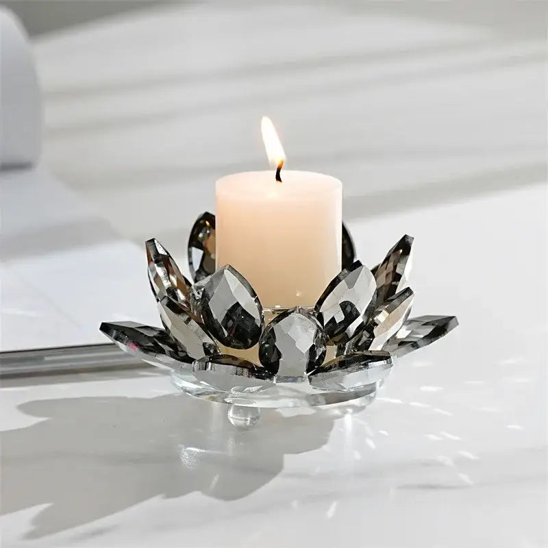 Colorful crystal lotus candle holder dining room aromatherapy base
