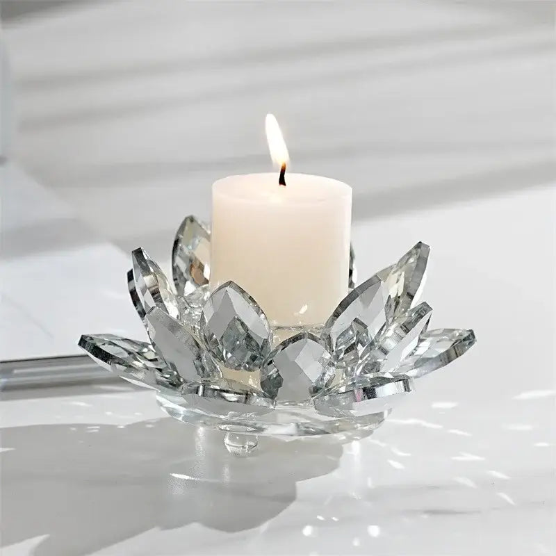 Colorful crystal lotus candle holder dining room aromatherapy base