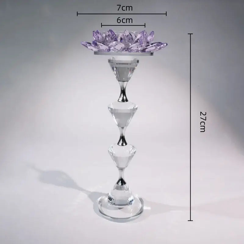 Pink and clear crystal lotus candle holder dining room decor