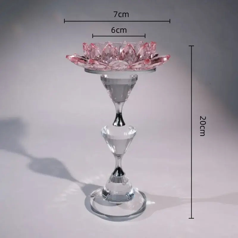 Pink and clear crystal lotus candle holder dining room decor