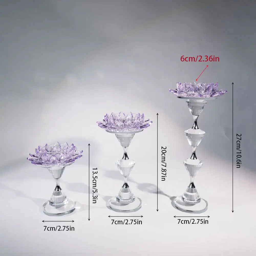 Pink and clear crystal lotus candle holder dining room decor