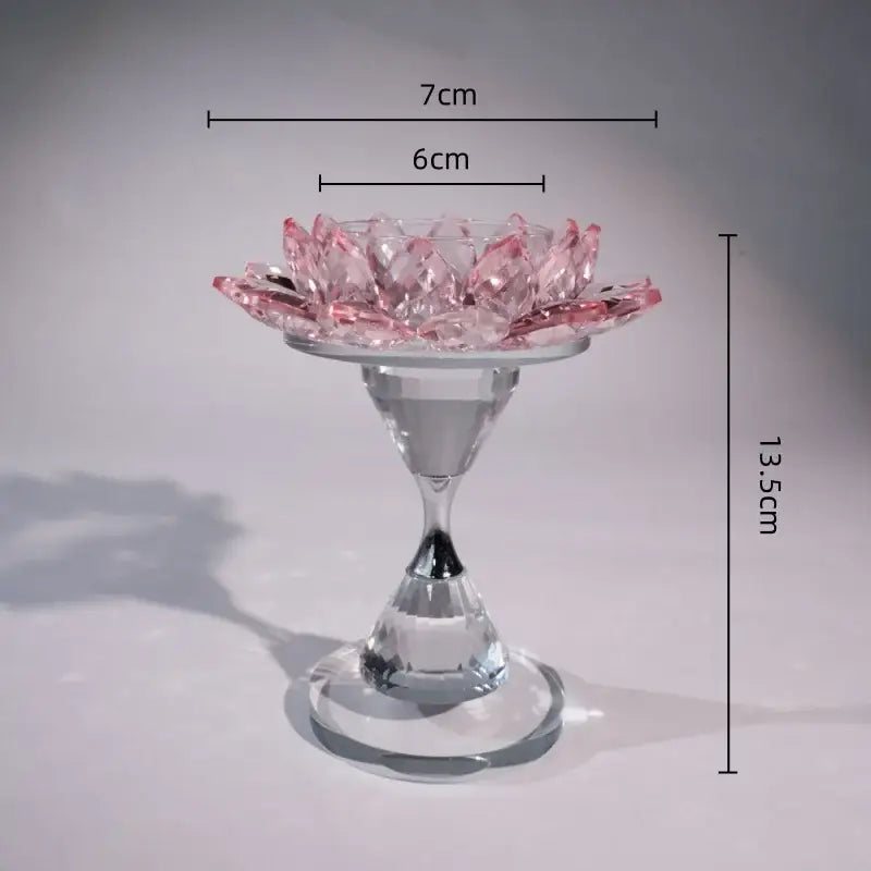 Pink and clear crystal lotus candle holder dining room decor