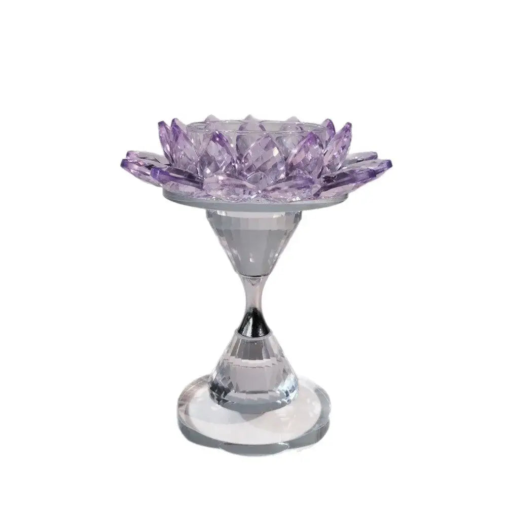 Pink and clear crystal lotus candle holder dining room decor