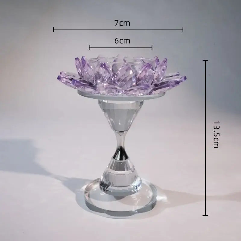 Pink and clear crystal lotus candle holder dining room decor
