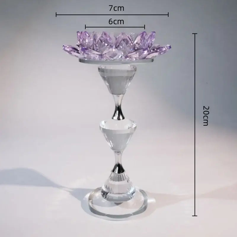 Pink and clear crystal lotus candle holder dining room decor