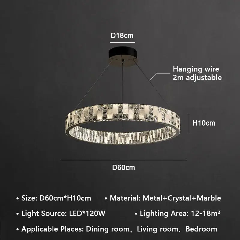 Modern crystal lustre circle chandelier dining room pendant light