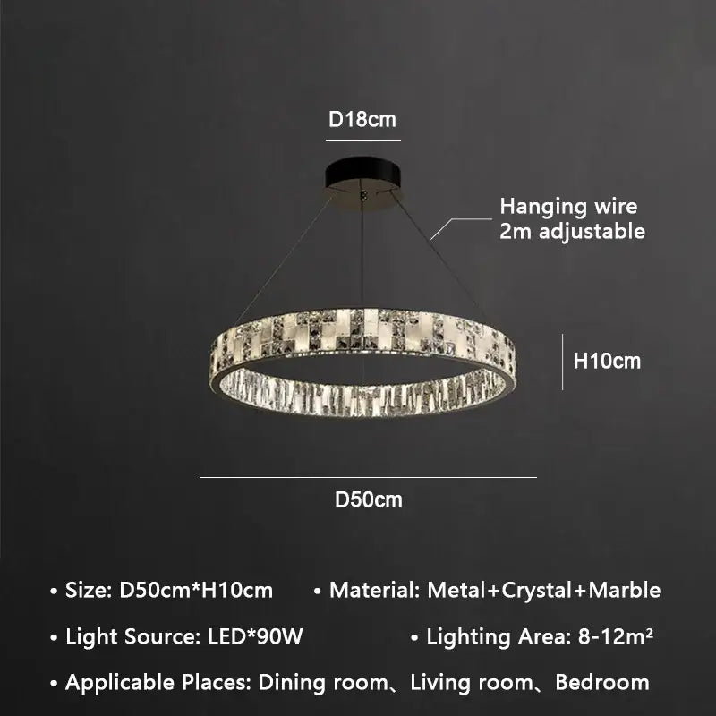 Modern crystal lustre circle chandelier dining room pendant light