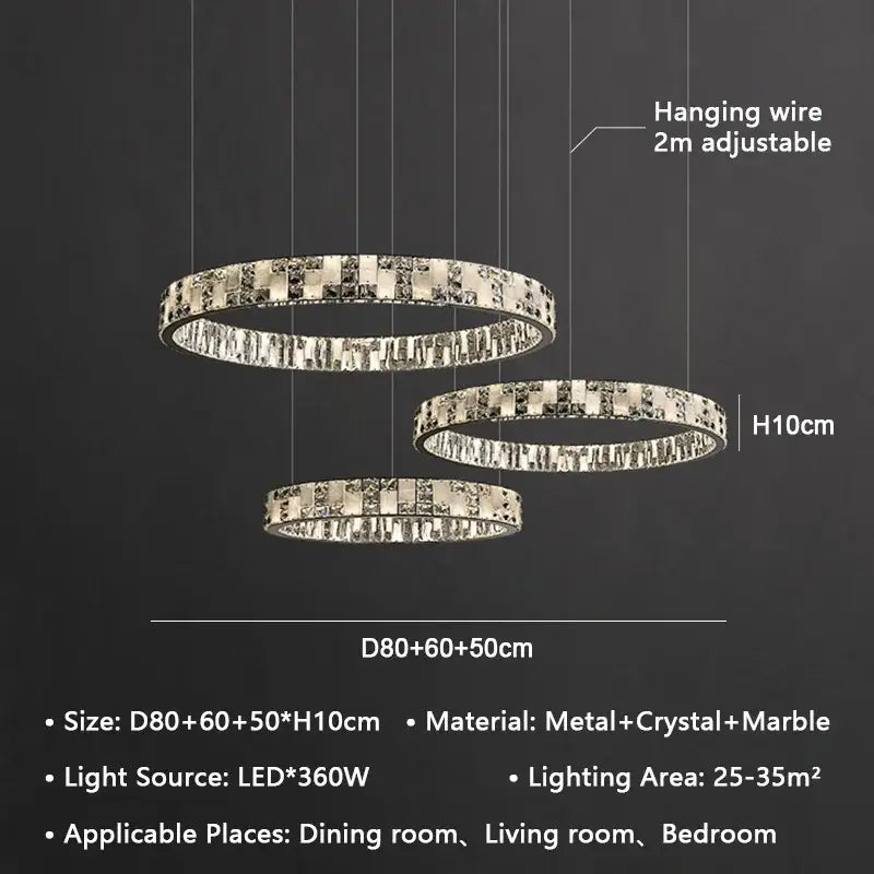Modern crystal lustre circle chandelier dining room pendant light