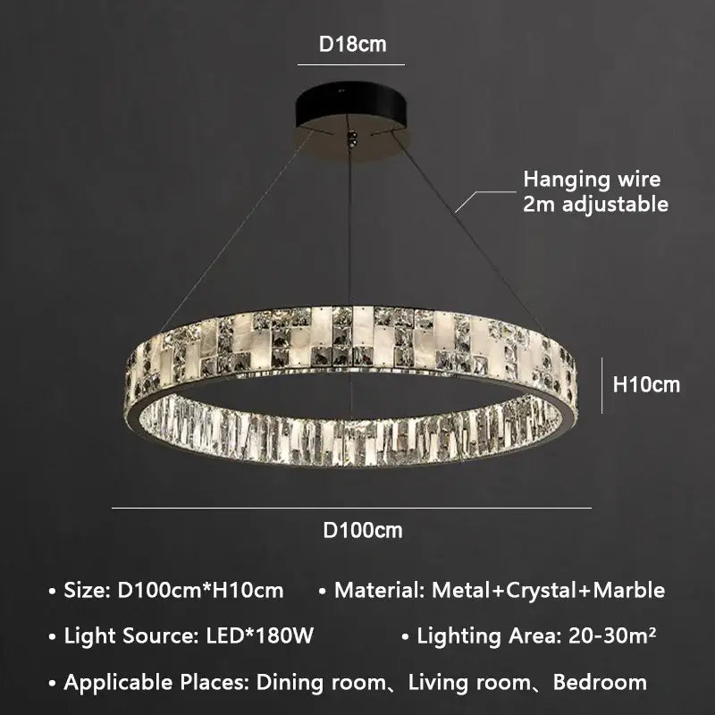 Modern crystal lustre circle chandelier dining room pendant light