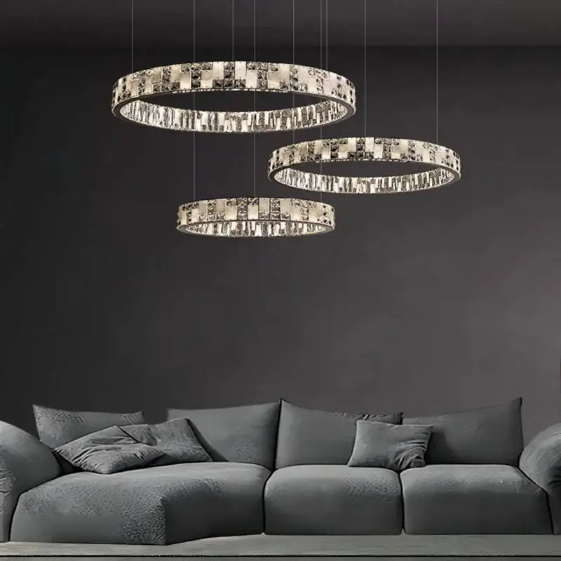 Modern crystal lustre circle chandelier dining room pendant light