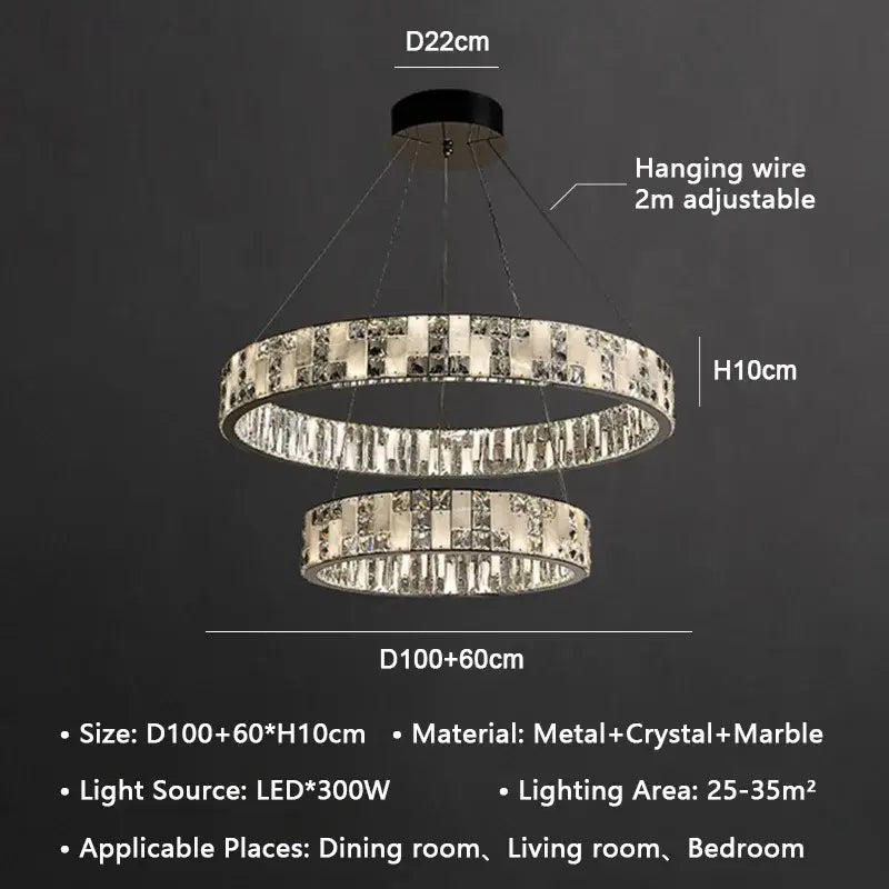 Modern crystal lustre circle chandelier dining room pendant light